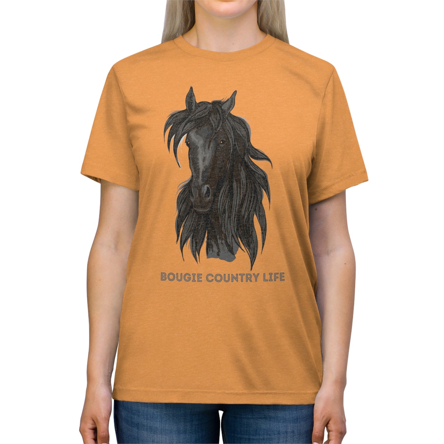 Bougie Country Girl (Horse Portrait) Triblend Tee