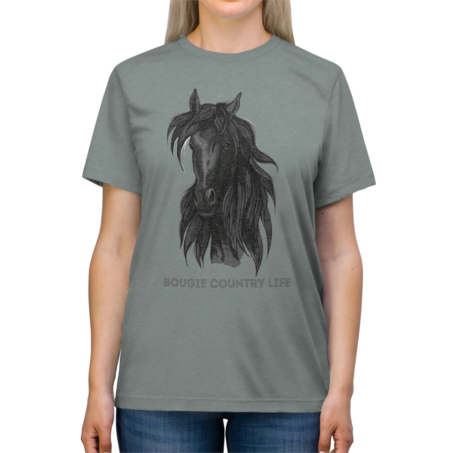 Bougie Country Girl (Horse Portrait) Triblend Tee