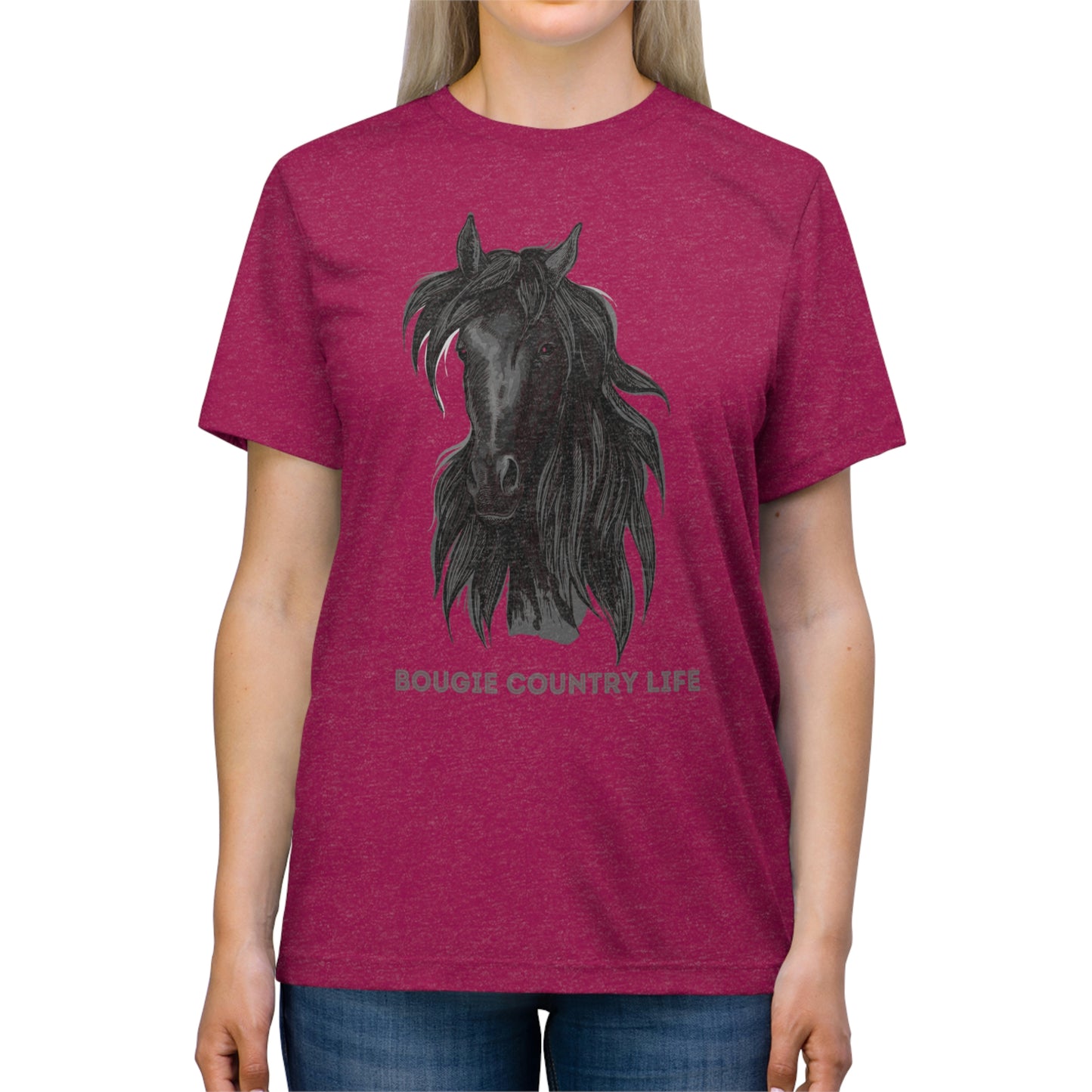 Bougie Country Girl (Horse Portrait) Triblend Tee