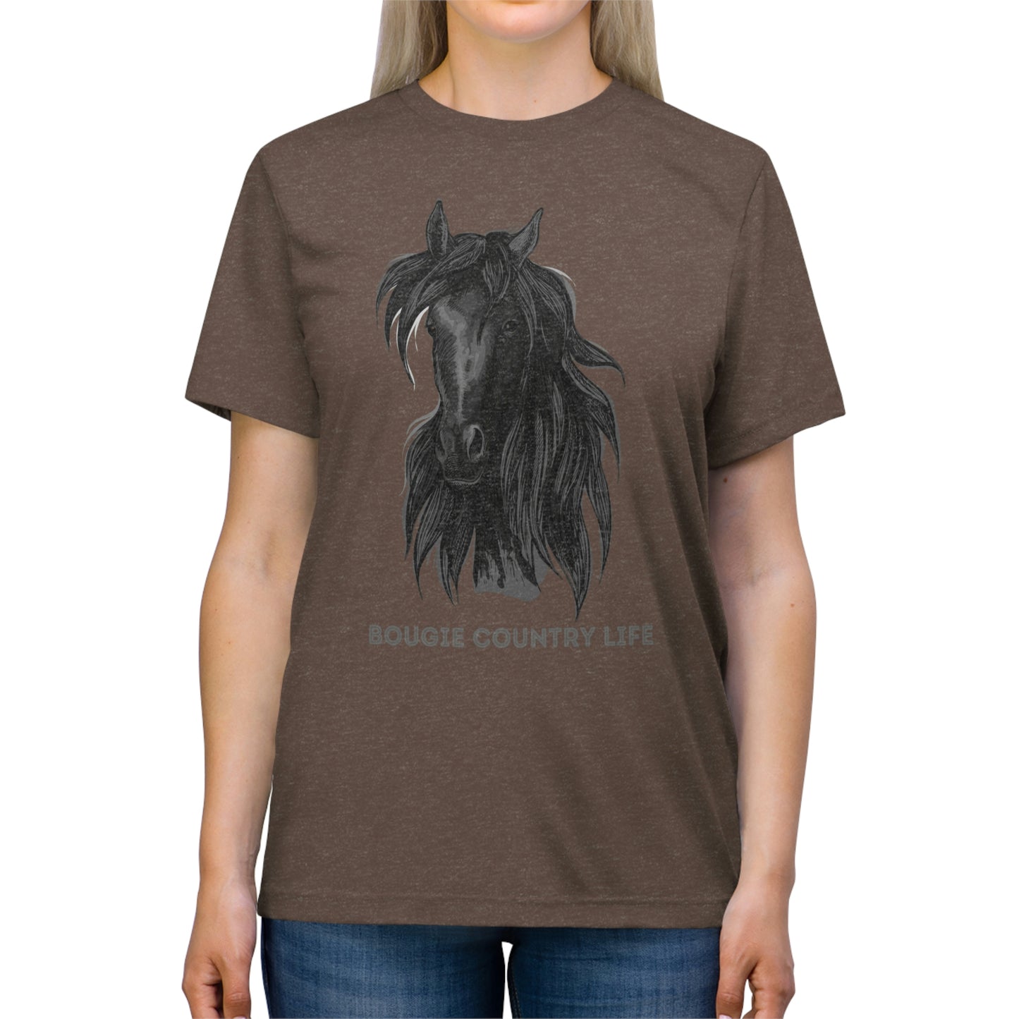 Bougie Country Girl (Horse Portrait) Triblend Tee