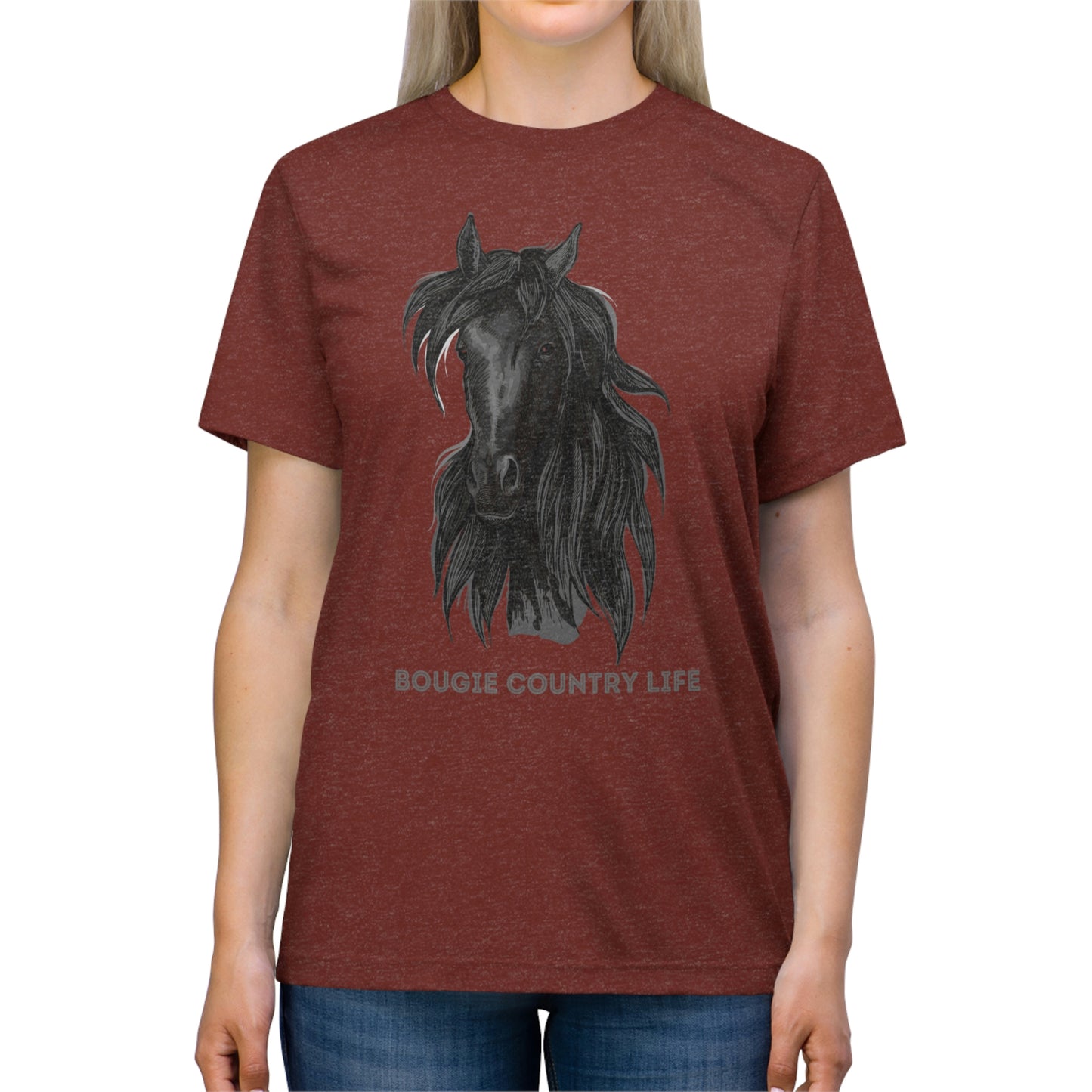 Bougie Country Girl (Horse Portrait) Triblend Tee